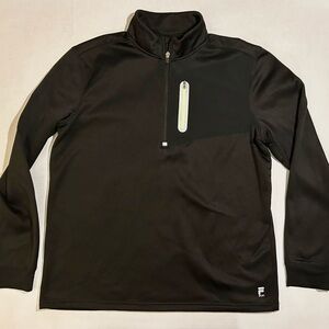 FILA Sport Performance Fleece Pullover Sweatshirt Quarter Zip Men's XL Black